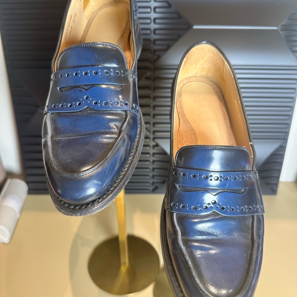 The Office of Angela Scott Navy Blue Ombré Penny Loafers Size 37. Good condition